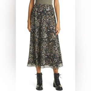 Ted Baker London Floral Print Midi Skirt in Black and Olive